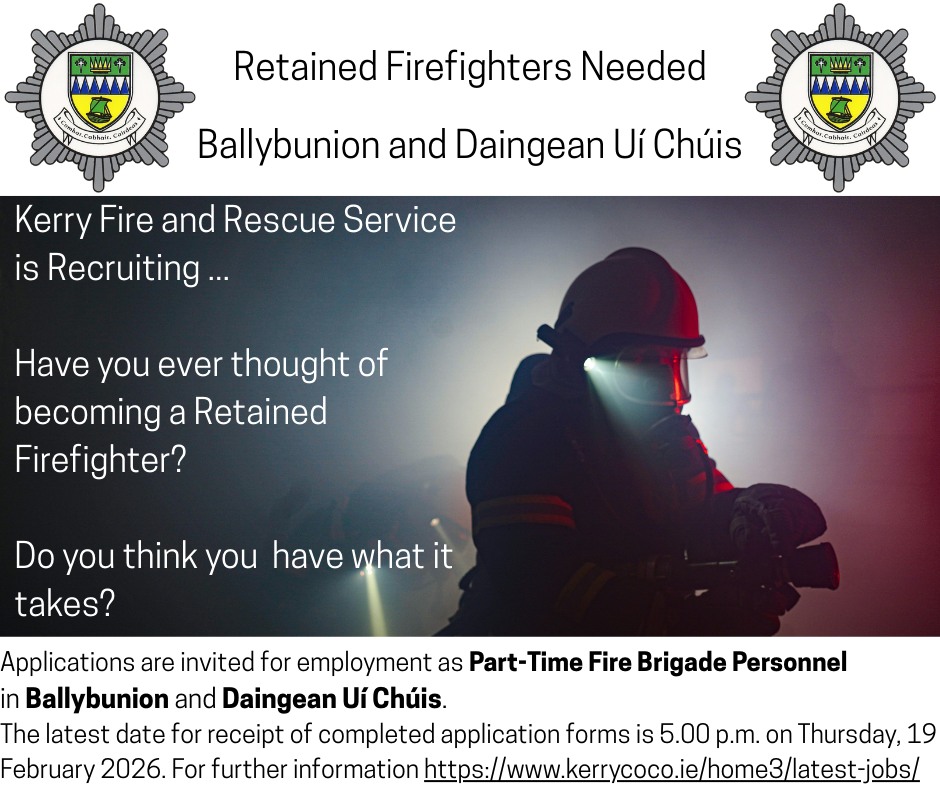 Retained Firefighters needed in Ballybunion and Daingean Uí Chúis