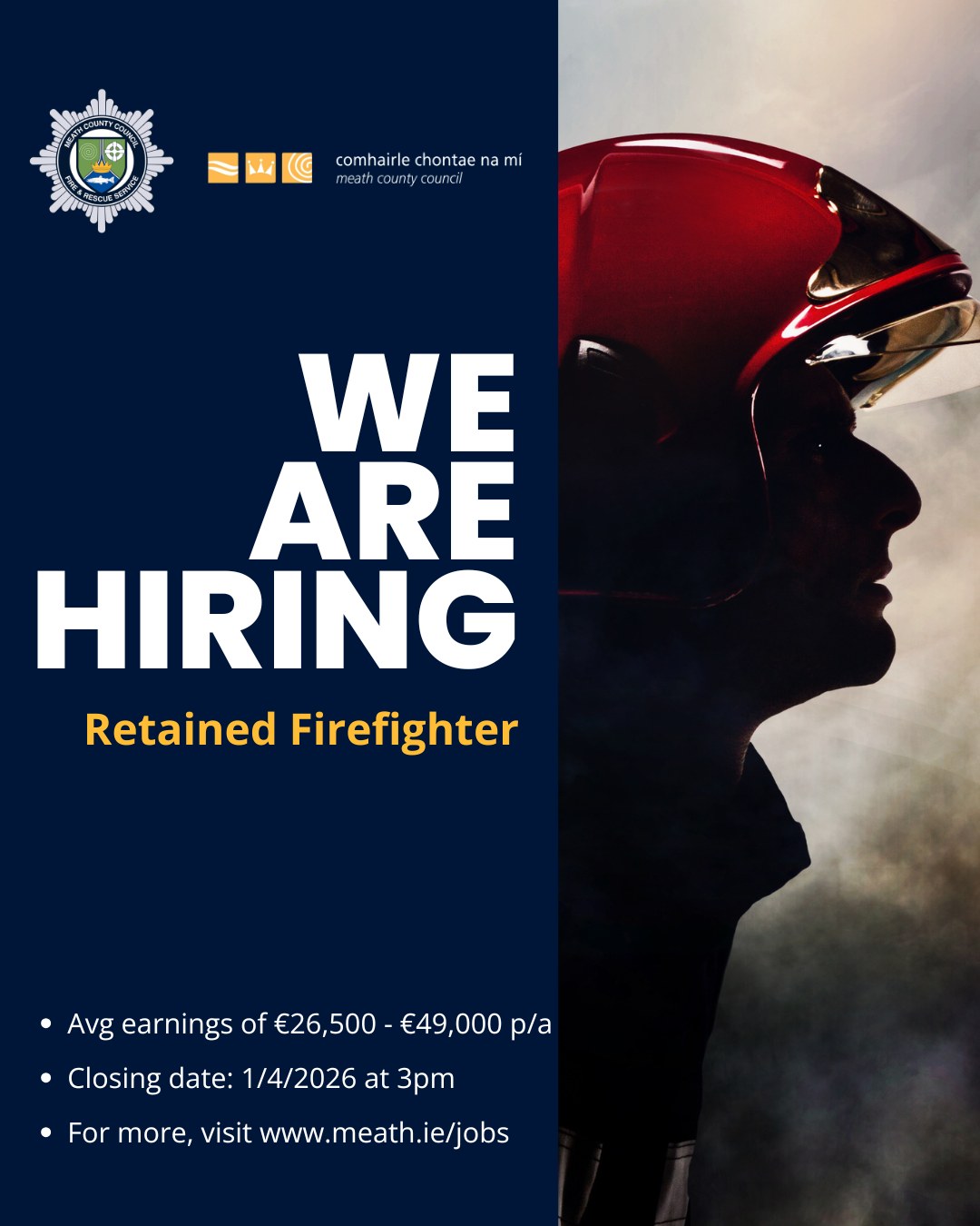 Meath Fire Service are Hiring Retained Firefighters