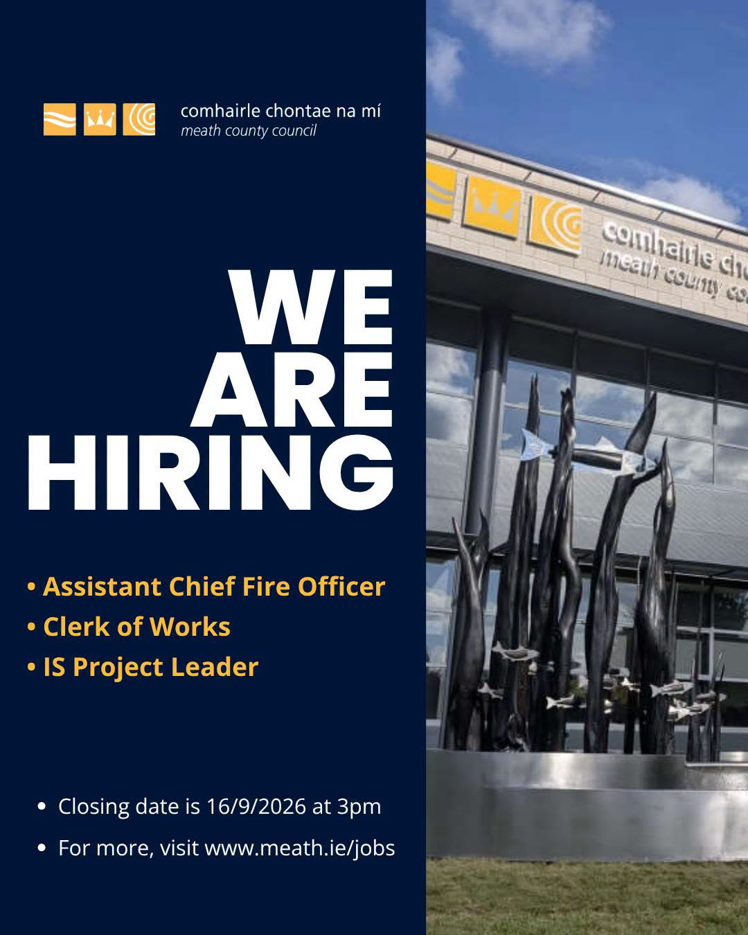 Meath County Council are hiring an Assistant Chief Fire Officer (ACFO)