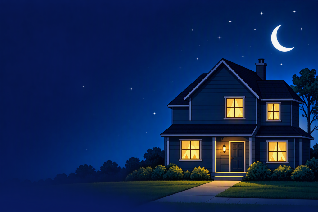 House in a dark sky